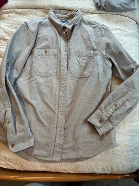 L.L. Bean Light Gray Button-Down Shirt